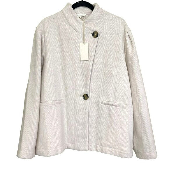 MELLODAY Jackets & Blazers - Melloday Herringbone Beige Wool Blend Pea Coat Size Large NWT